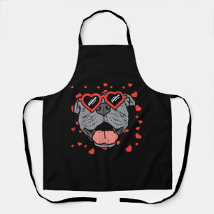 Delantal Pitbull Face Glasses Día de San Valentín Mascota P