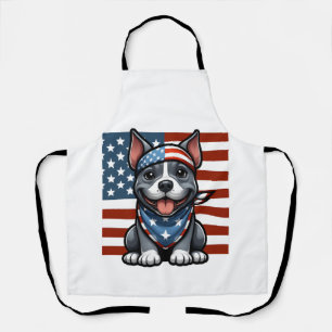 Delantal Pitbull Patriótico Bandera Americana 4 de Julio Ba