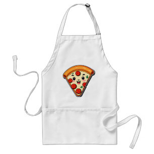 Delantal Pizza De Dibujos Animados Feliz Con Pepperoni
