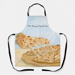 Delantal Pizza de Queso Clásica El Chef Está En Acuarela
