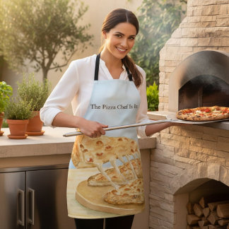 Delantal Pizza de Queso Clásica El Chef Está En Acuarela