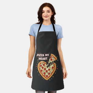 Delantal Pizza Divertida Mi Corazón Castigo   Comida Bonita