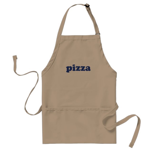 Delantal Pizza khaki azul tipografía moderna sólida (Frente)