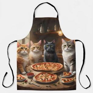 Delantal "Pizza Paw-ty: ¡Cuatro gatos cavando!"