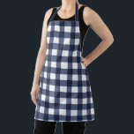 Delantal Placa de comprobación de Gingham clásica grande az<br><div class="desc">Tendencia veraniega moderna,  color azul marino y blanco de los tonos escoceses de gingham de picnic.</div>