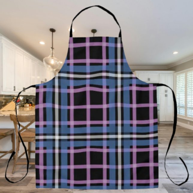 Delantal Plaid Apron – Blue & Lavender Checkered Kitchen (Subido por el creador)