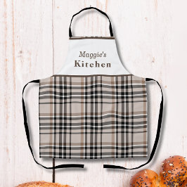 Delantal Plaid Beige Personalizado