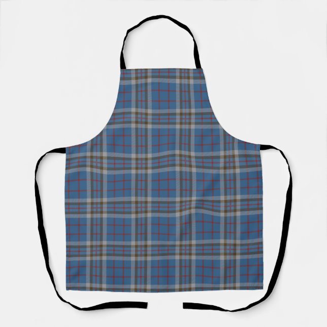 Delantal Plaid Clan Thompson Gray Blue Check Tartán (Anverso)