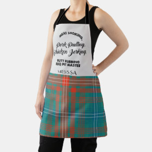 Delantal Plaid Clan Wilson Naranja Cocina Cubierta de Blue 