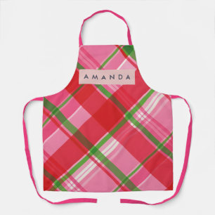 Delantal Plaid de sandía vibrante personalizado