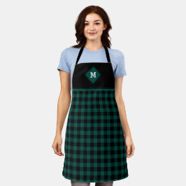 Delantal Plaid Diamond First Emerald Green + Black Apron