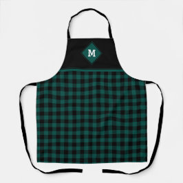 Delantal Plaid Diamond First Emerald Green + Black Apron
