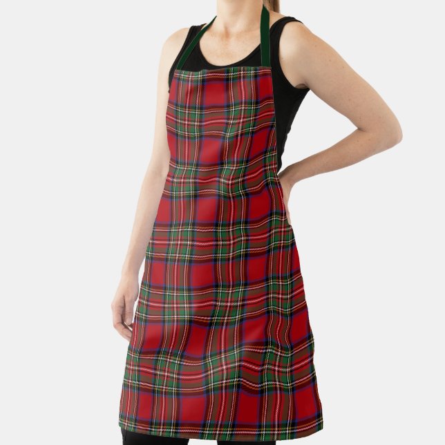 Delantal Plaid Green and Red Check Rustic Stewart Tartán (in situ)