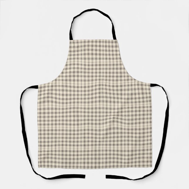 Delantal Plaid Neutral Ivory and Black Gingham (Anverso)
