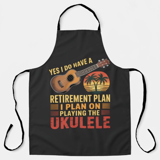 Delantal Plan de jubilación de ukulele divertido (Anverso)