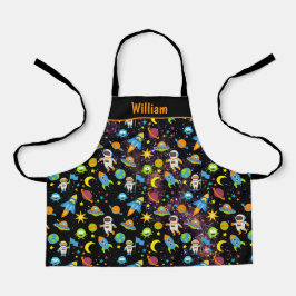 Delantal Plano de cohete espacial exterior negro