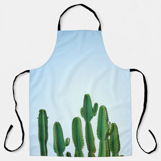 Delantal Planta de cactus verdes en fondo blanco (Anverso)