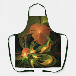 Delantal Planta de fantasía Resumen Fractal Verde Rust Brow