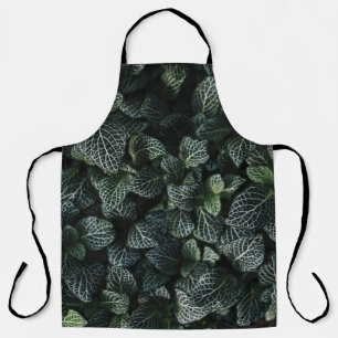 DELANTAL PLANTA DE HOJAS VERDE Y BLANCA