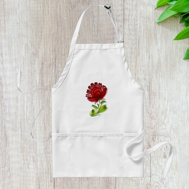 Delantal Planta de hojas verdes de flores rojas (Subido por el creador)
