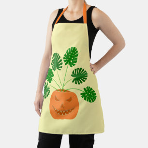 Delantal Planta de Monstera de Halloween en calabaza