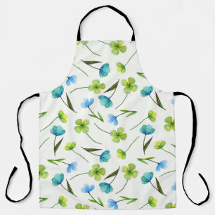 Delantal Plantas acuarelas: Patrón floral sin foco.