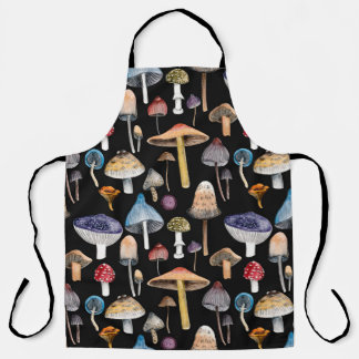 Delantal Plantas forestales: setas acuarelas, hojas patas