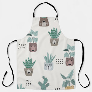 Delantal Plantas personalizados: Cara de oso sin problemas