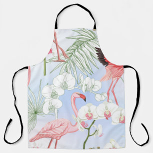 Delantal Plantas tropicales y flores. Patrón sin foco, bac