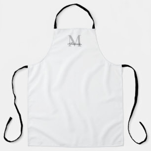 Delantal Plantilla blanca moderna, guión negro gris