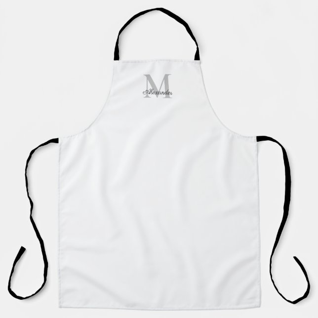 Delantal Plantilla blanca moderna, guión negro gris (Anverso)