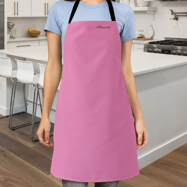 Delantal Plantilla rosa moderna, Apron de guión negro (Subido por el creador)