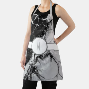 Delantal Plata monogramada y Apron negro
