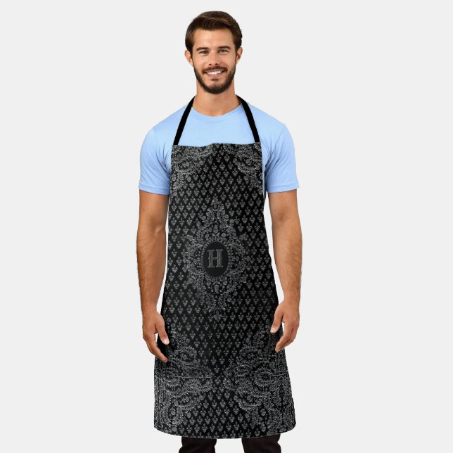 Delantal Plata Ornamental sin tu Monograma Apron (Gastado)