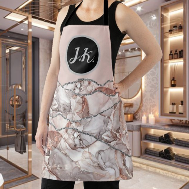 Delantal Plata Rosa Profesional Marble Agate Glam (Subido por el creador)