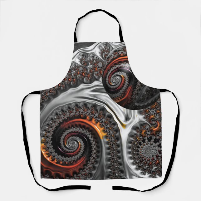 Delantal Plata y Naranja Mandelbrot con Esphere Apron (Anverso)