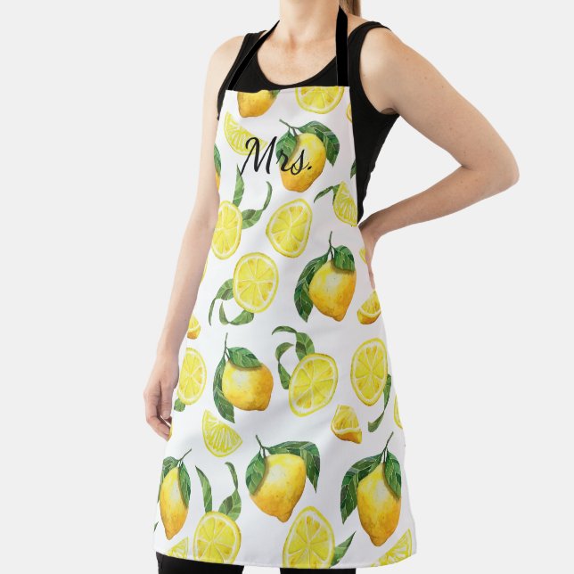 Delantal Platos de papel con estampado de limón adorable (in situ)
