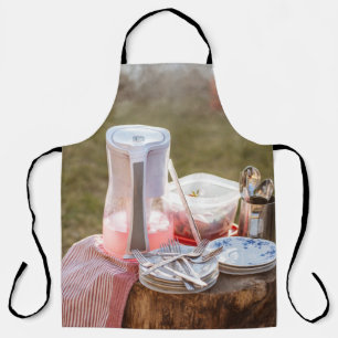 Delantal Platos y jardinería de cerámica floral plateada y 