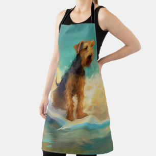 Delantal Playa Airedale Surfing Pintura