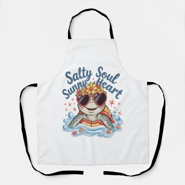 Delantal Playa de Verano de Flores de Tortuga (Anverso)