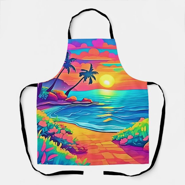 Delantal Playa Tropical Sunset (Anverso)