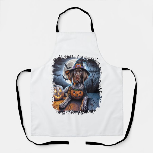Delantal Plaza de Halloween del perro puntero (Anverso)