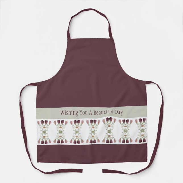 Delantal Pluma Con Acento Floral En Verde Suave (Anverso)