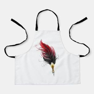 Delantal Pluma de plumas rojas con nido de oro