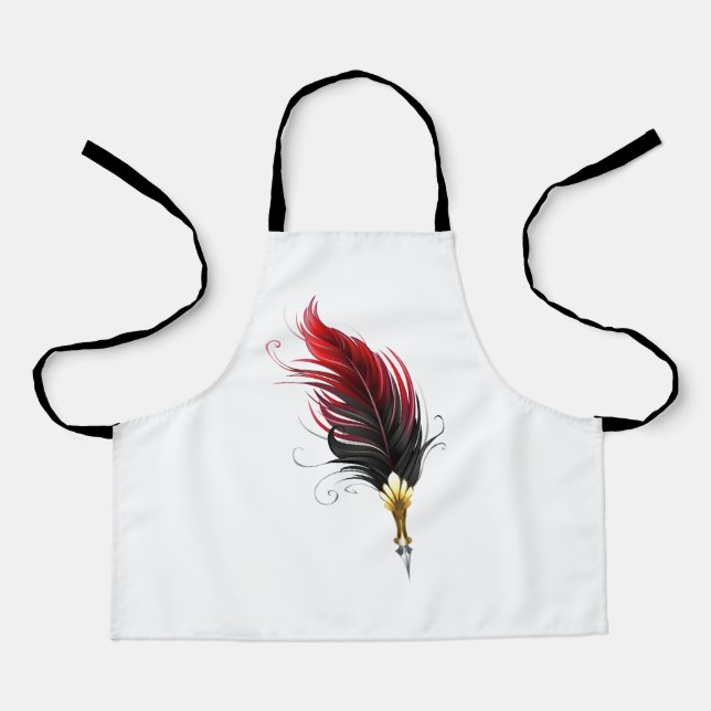 Delantal Pluma de plumas rojas con nido de oro (Anverso)