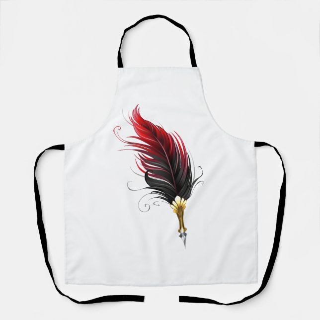 Delantal Pluma de plumas rojas con nido de oro (Anverso)