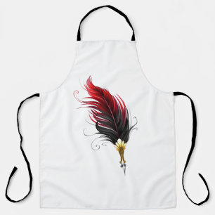 Delantal Pluma de plumas rojas con nido de oro