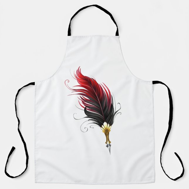 Delantal Pluma de plumas rojas con nido de oro (Anverso)