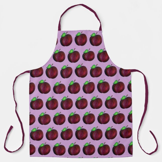 Delantal Plumas Ripe Verano Pluma Púrpura Fruta Impresión (Anverso)