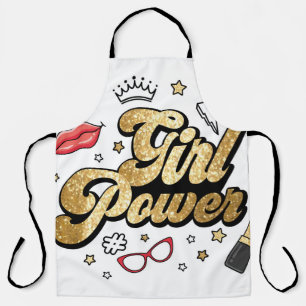 Delantal Poder chica: Purpurina feminista vintage.
